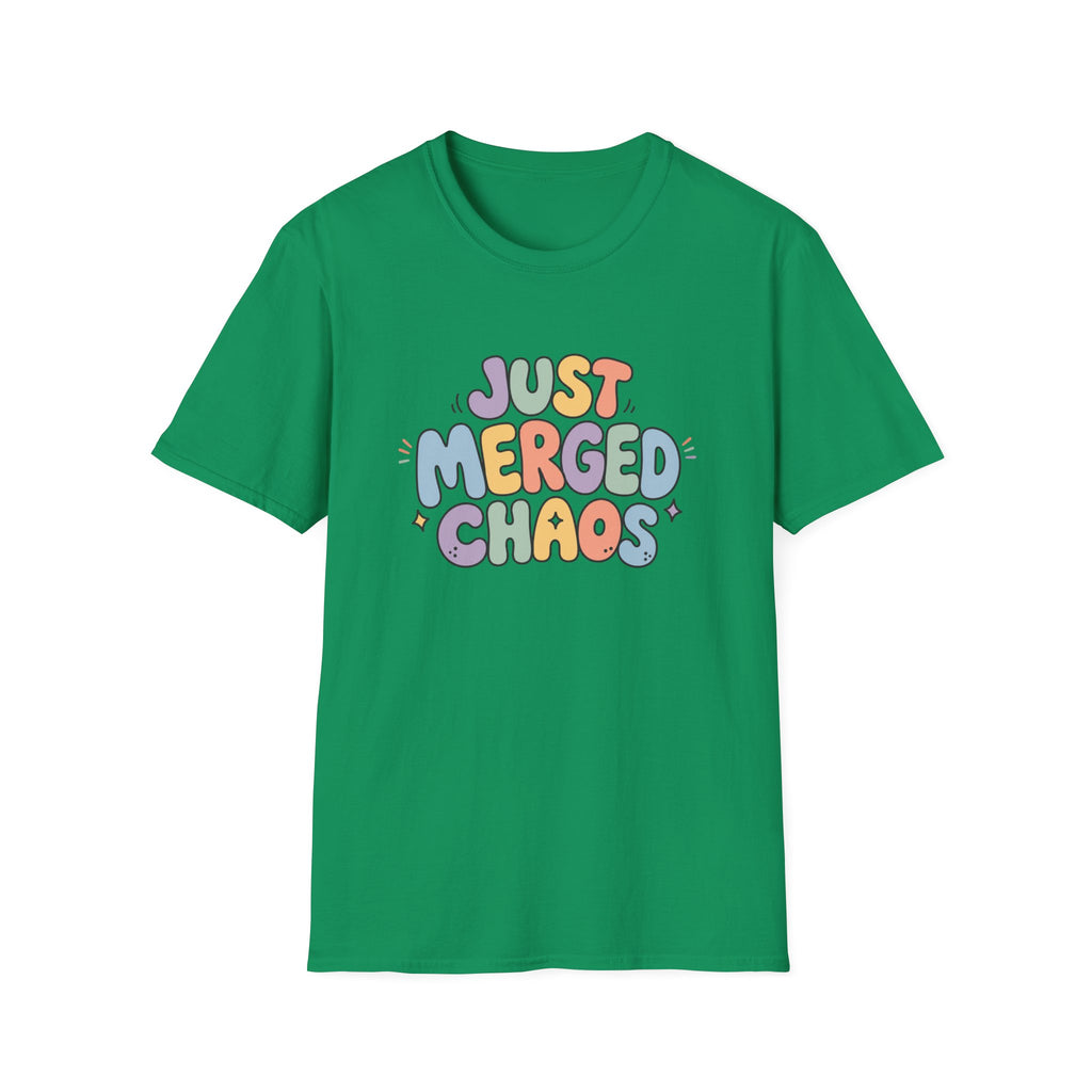 Software Engineering Typography T-Shirt - Just merged chaos