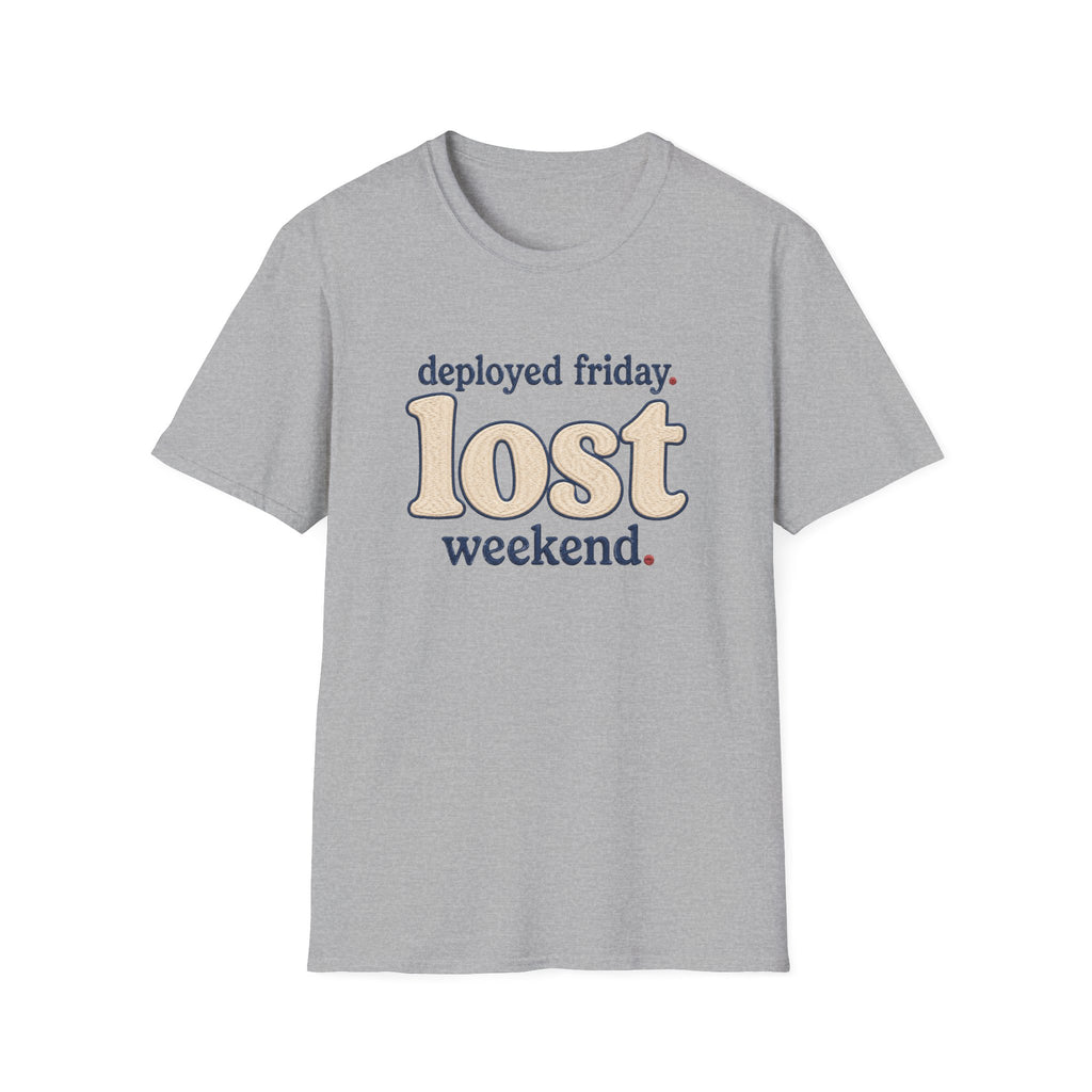 Software Engineering Typography T-Shirt - Deployed friday lost weekend