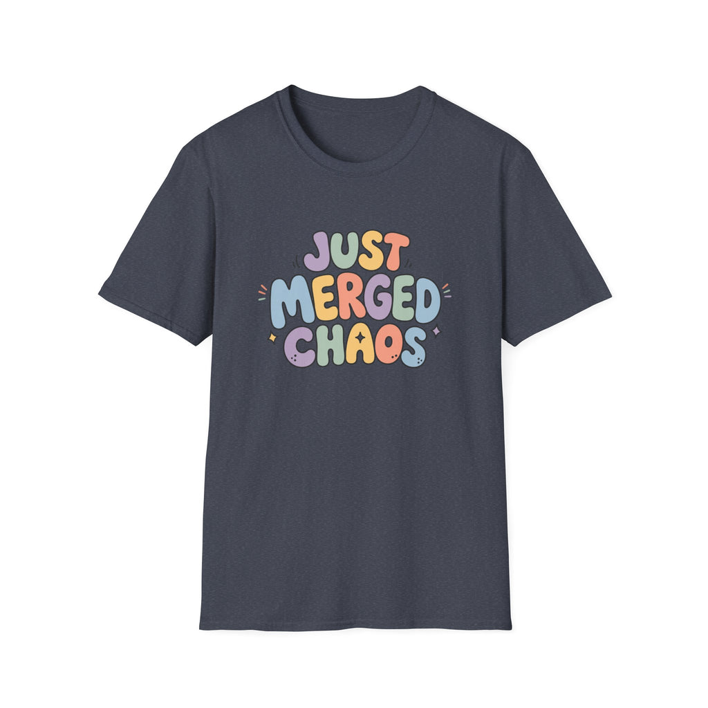 Software Engineering Typography T-Shirt - Just merged chaos