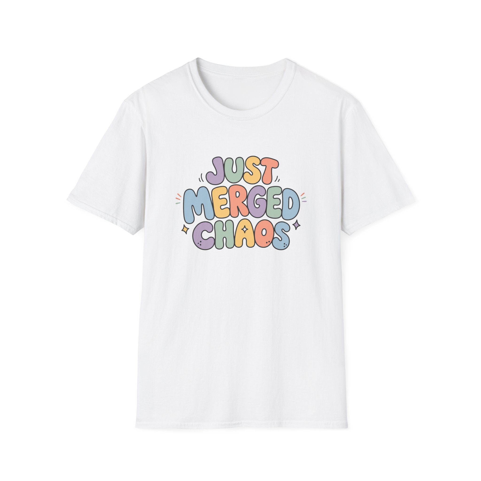 Software Engineering Typography T-Shirt - Just merged chaos