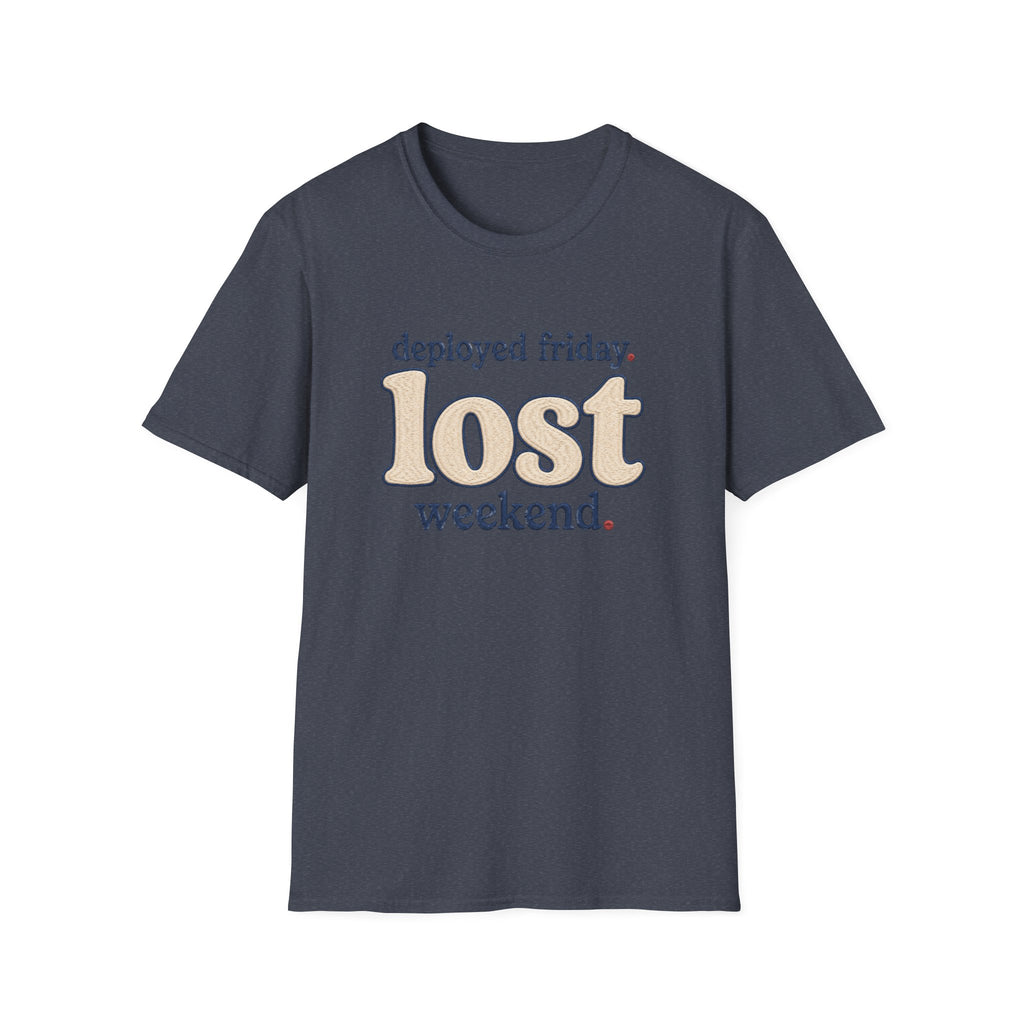 Software Engineering Typography T-Shirt - Deployed friday lost weekend