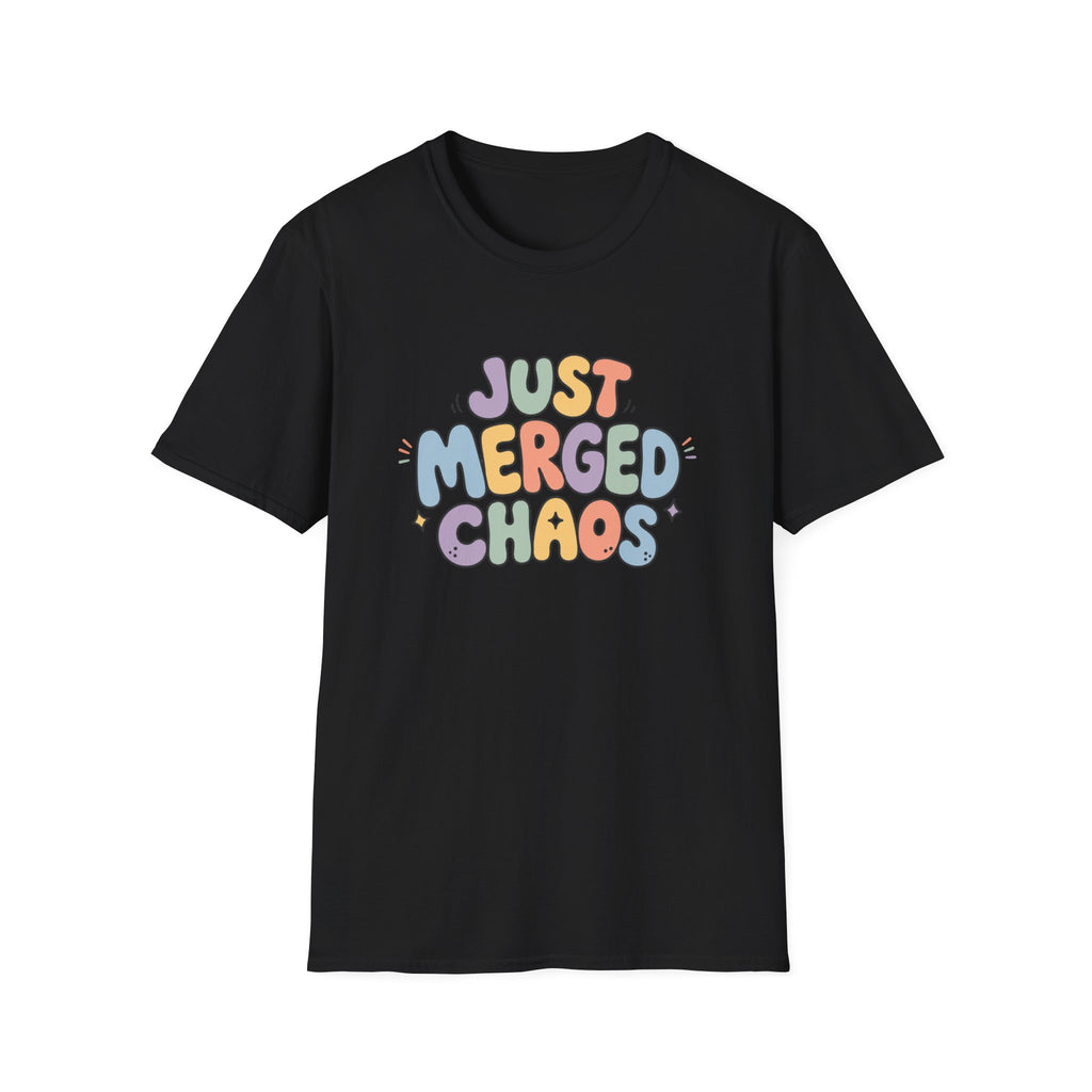 Software Engineering Typography T-Shirt - Just merged chaos